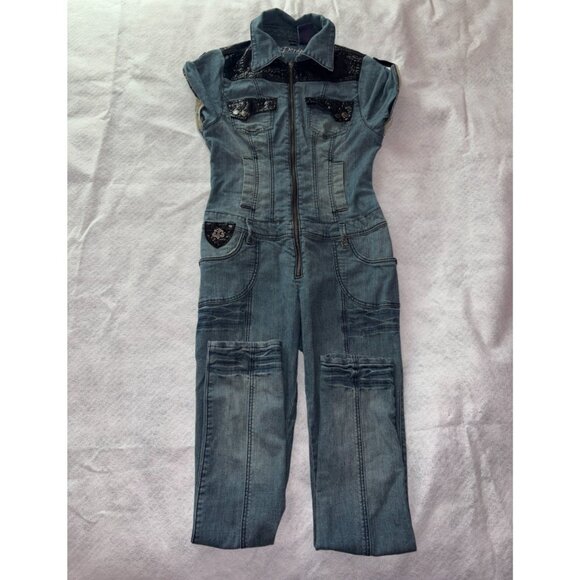 Vintage Beyonce House of Dereon Womens Large Blue Denim Jumpsuit Overall Y2K - Picture 5 of 9